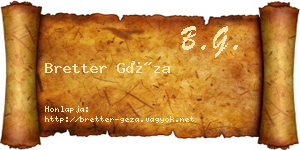Bretter Géza névjegykártya