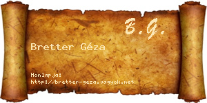 Bretter Géza névjegykártya