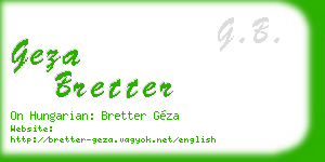 geza bretter business card