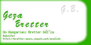 geza bretter business card